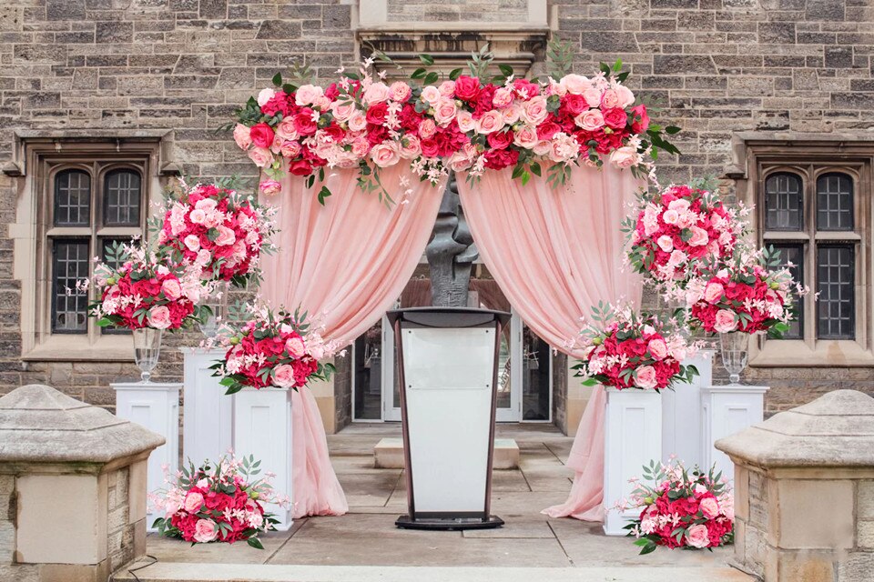 pink hydrangea flower wall